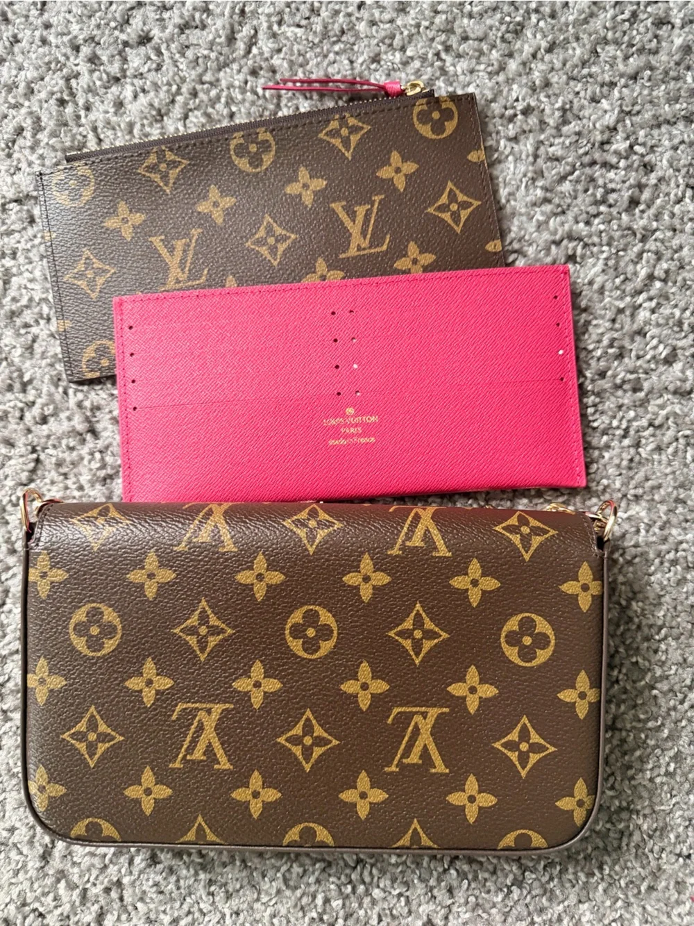 Louis Vuitton Brown Monogram Crossbody with Pink Interior Insert
